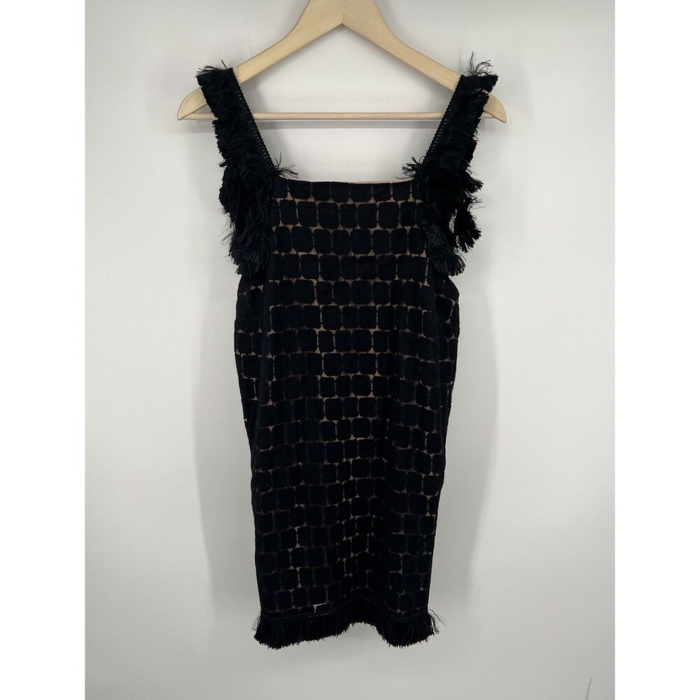 NEW Alexis Jasmine Dress With Fringe Black Cocktail Off Shoulder Size Large